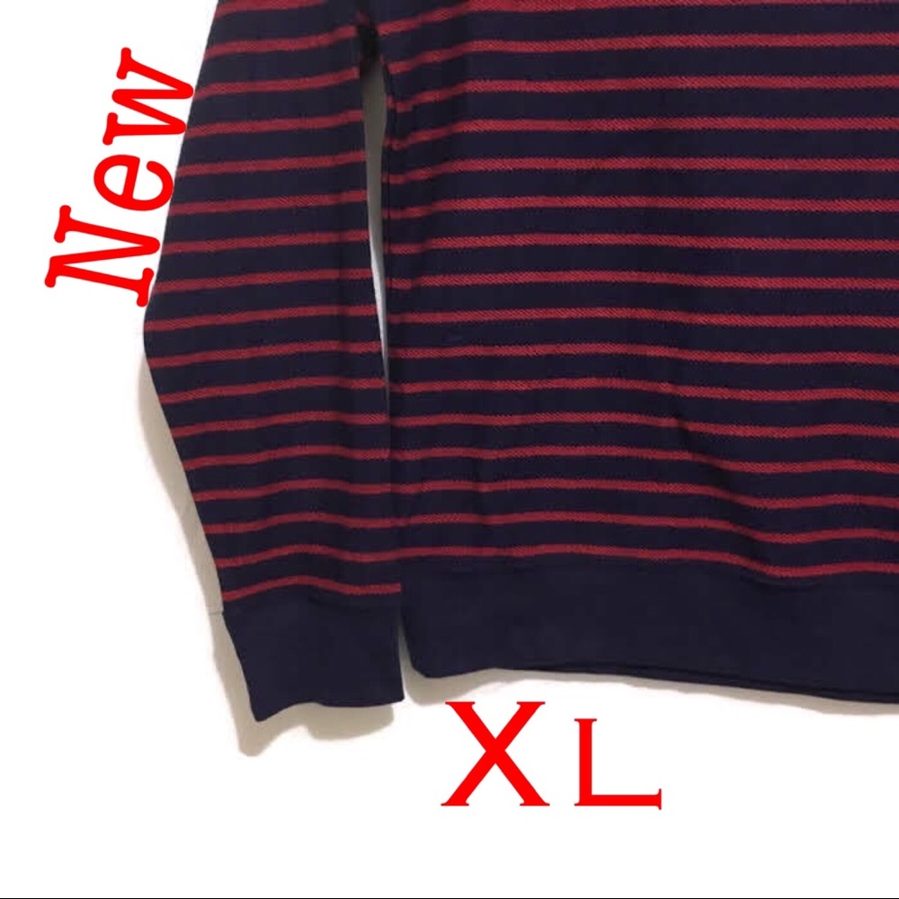 New Jcp cotton sweatshirt navy red stripes Sz XL